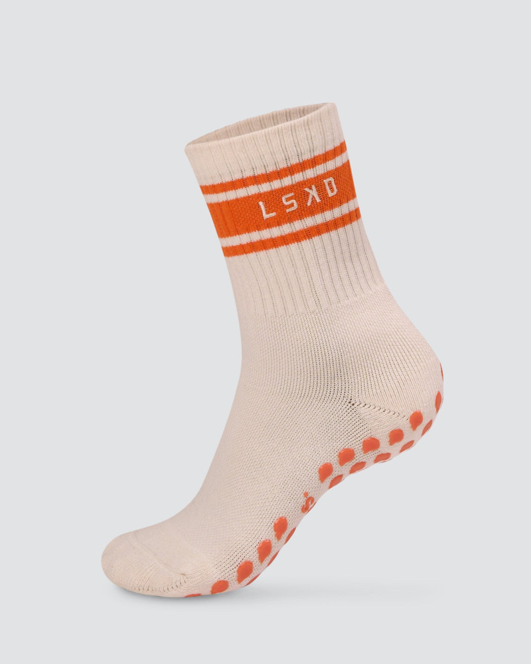 Peaches Pilates Grip Socks - Ivory-Orange