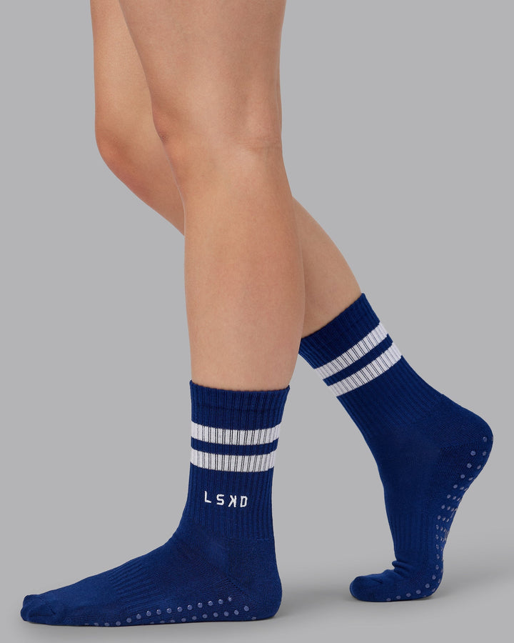 Heritage Crew Pilates Grip Socks - Midnight Blue
