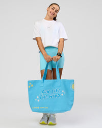 Woman holding Hold It All Canvas Tote - Baltic Sea-Lemon