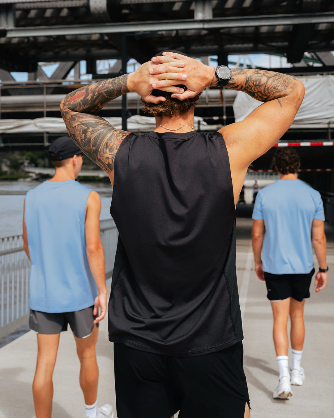 Man wearing AirTrack Muscle Tank - Black | Model:Zane | Size:L