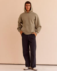 Man wearing Base Oversized Hoodie - Taupe Ash | Model:Jackson | Size:L