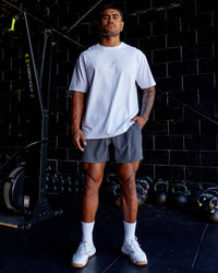 Man wearing Base FLXCotton Tee Oversized - White | Model:Xav | Size:L