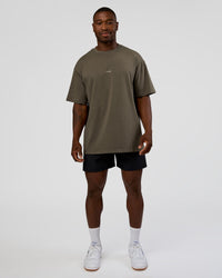 Man wearing Abstract Haze FLXCotton Tee - Walnut Grey-White | Model:Sam | Size:L