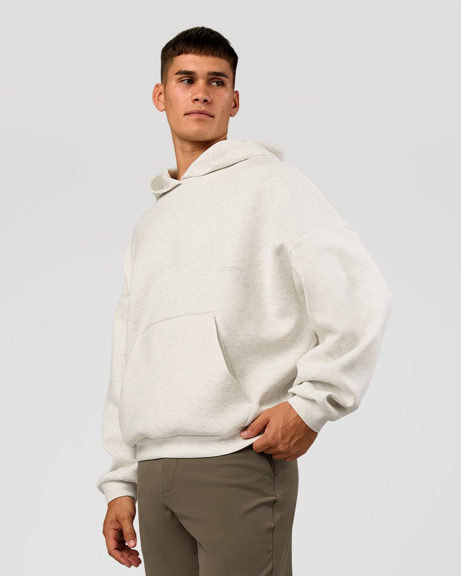 Man wearing AfterDark ZeroCrease Oversized Hoodie - Silver Marl | Model:Jackson |Size:L - view 2