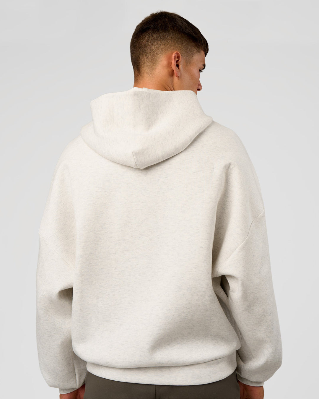 Man wearing AfterDark ZeroCrease Oversized Hoodie - Silver Marl | Model:Jackson |Size:L - view 9