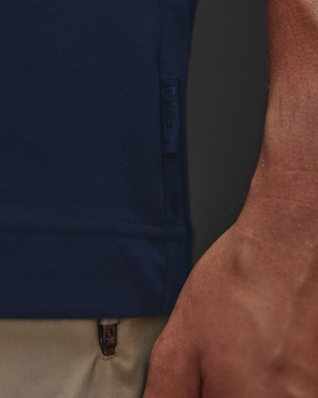 Man wearing AfterDark ZeroCrease Oversized Tee - Future Navy | Model:Jackson | Size:L