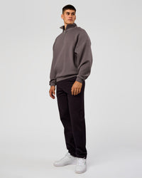 Man wearing AfterDark ZeroCrease Quarter Zip - Duskstone | Model:Jackson | Size:L