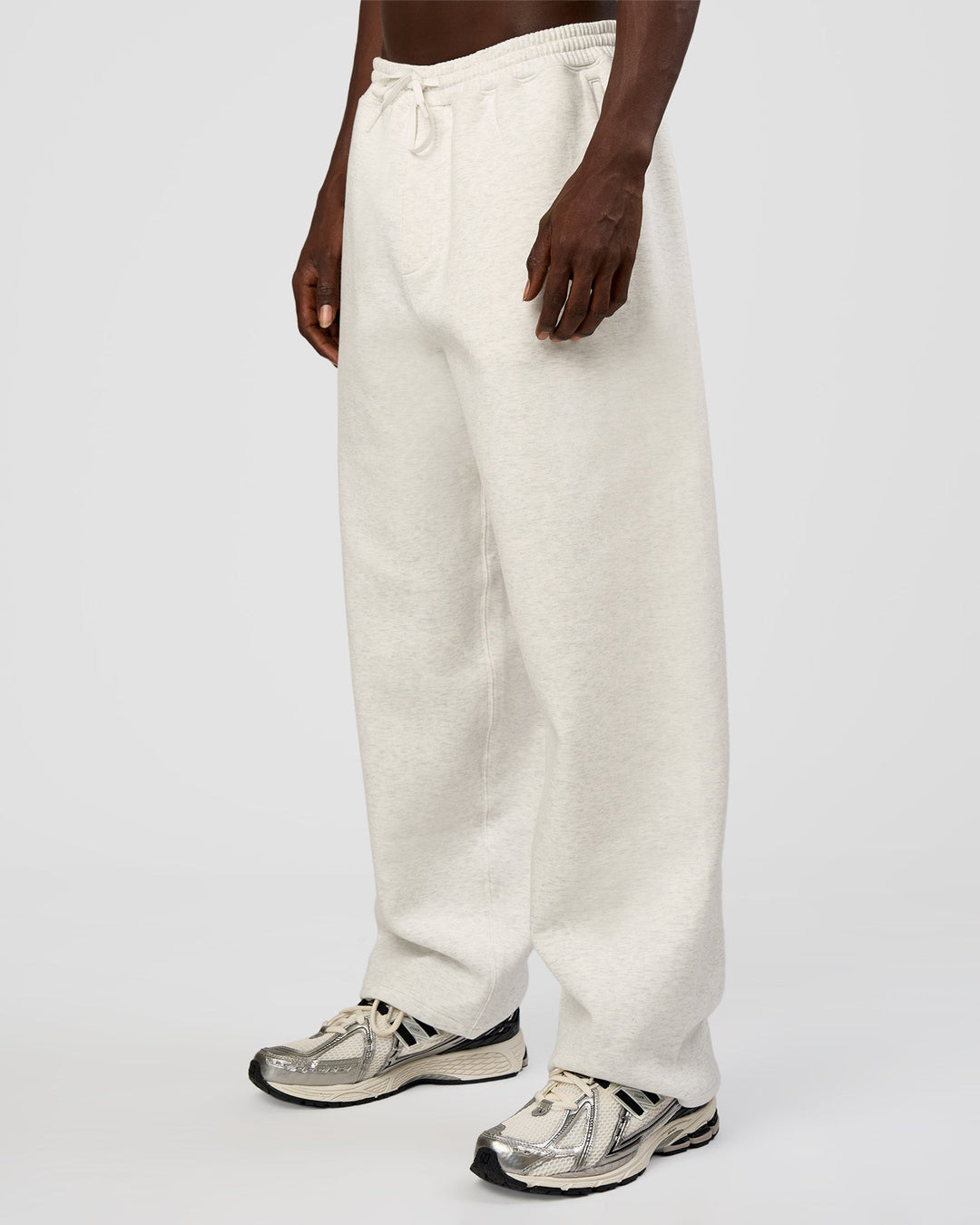 Man wearing AfterDark ZeroCrease Straight Leg Pant - Silver Marl | Model:Okello | Size:L