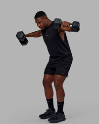 Man wearing Base FLXCotton Tank - Black | Model:Sam | Size:L