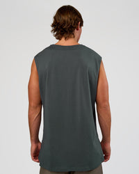 Man wearing Base FLXCotton Tank - Dark Slate | Model:Marcus | Size:L