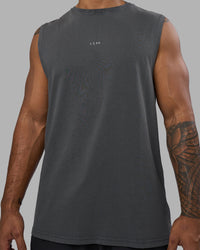 Man wearing Base FLXCotton Tank - Dark Storm Washed | Model:Xav | Size:L