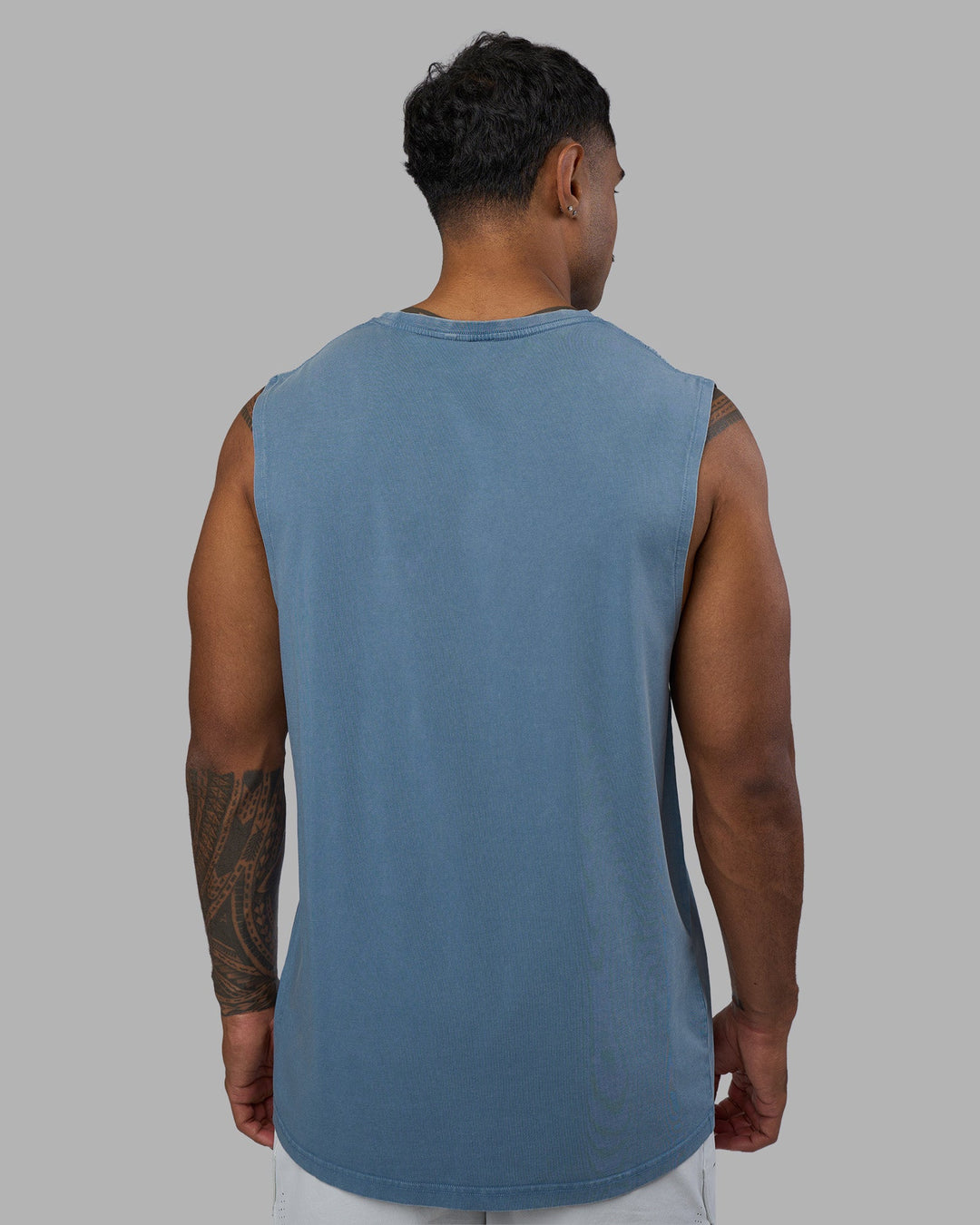 Man wearing Base FLXCotton Tank - Elemental Blue Washed | Model:Xav | Size:L