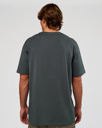 Man wearing Base FLXCotton Tee Oversized - Dark Slate | Model:Marcus | Size:L