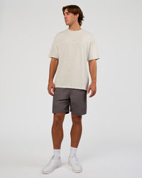 Man wearing Base FLXCotton Tee Oversized - Silver Marl | Model:Marcus | Size:L