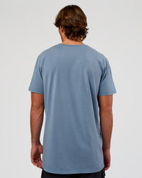 Man wearing Base FLXCotton Tee  Regular Fit +2cm - Elemental Blue Washed | Model:Marcus | Size:L