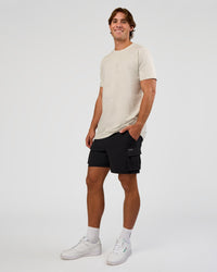 Man wearing Base Heavyweight FLXCotton Tee Regular Fit +2cm - Silver Marl | Model:Marcus | Size:L | Thumbnail Index: 4