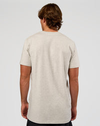 Man wearing Base Heavyweight FLXCotton Tee Regular Fit +2cm - Silver Marl | Model:Marcus | Size:L | Thumbnail Index: 2