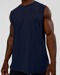 Man wearing Cadence MicroMotion Muscle Tank - Future Navy | Model:Sam | Size:L | Thumbnail Index: 5