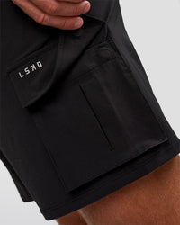 Man wearing Functional Cargo 6" Short - Black | Model:Marcus | Size:L