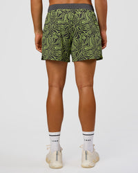 Man wearing Functional Training 5" Short - Friction Print Hyper Green | Model:Jackson | Size:L