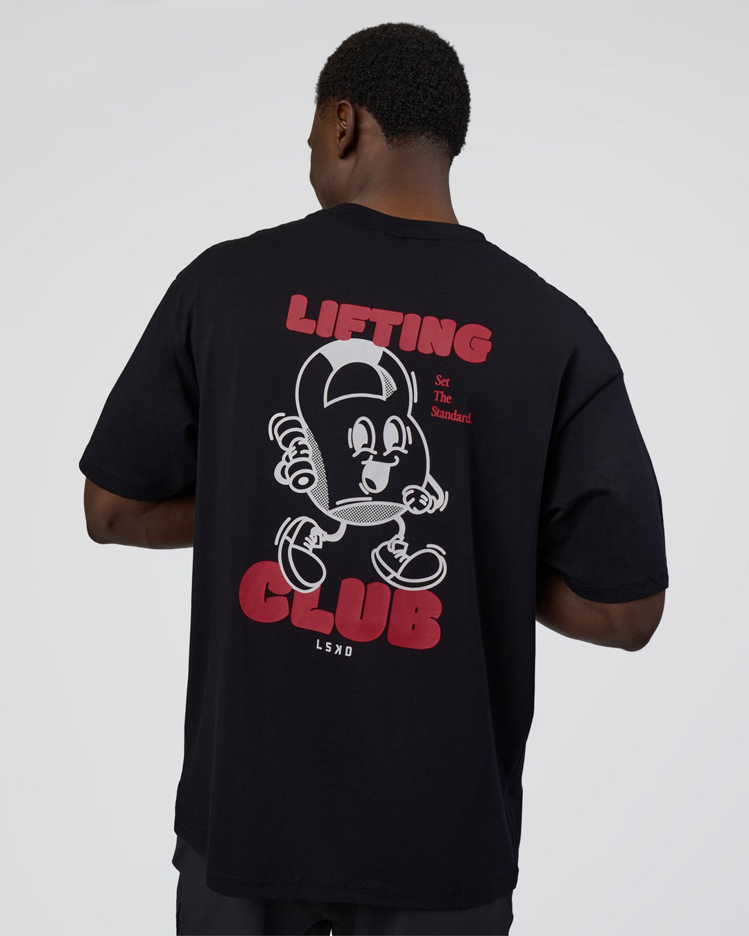 Man wearing Kettle B FLXCotton Oversized Tee - Black-White | Model:Paabio | Size:L