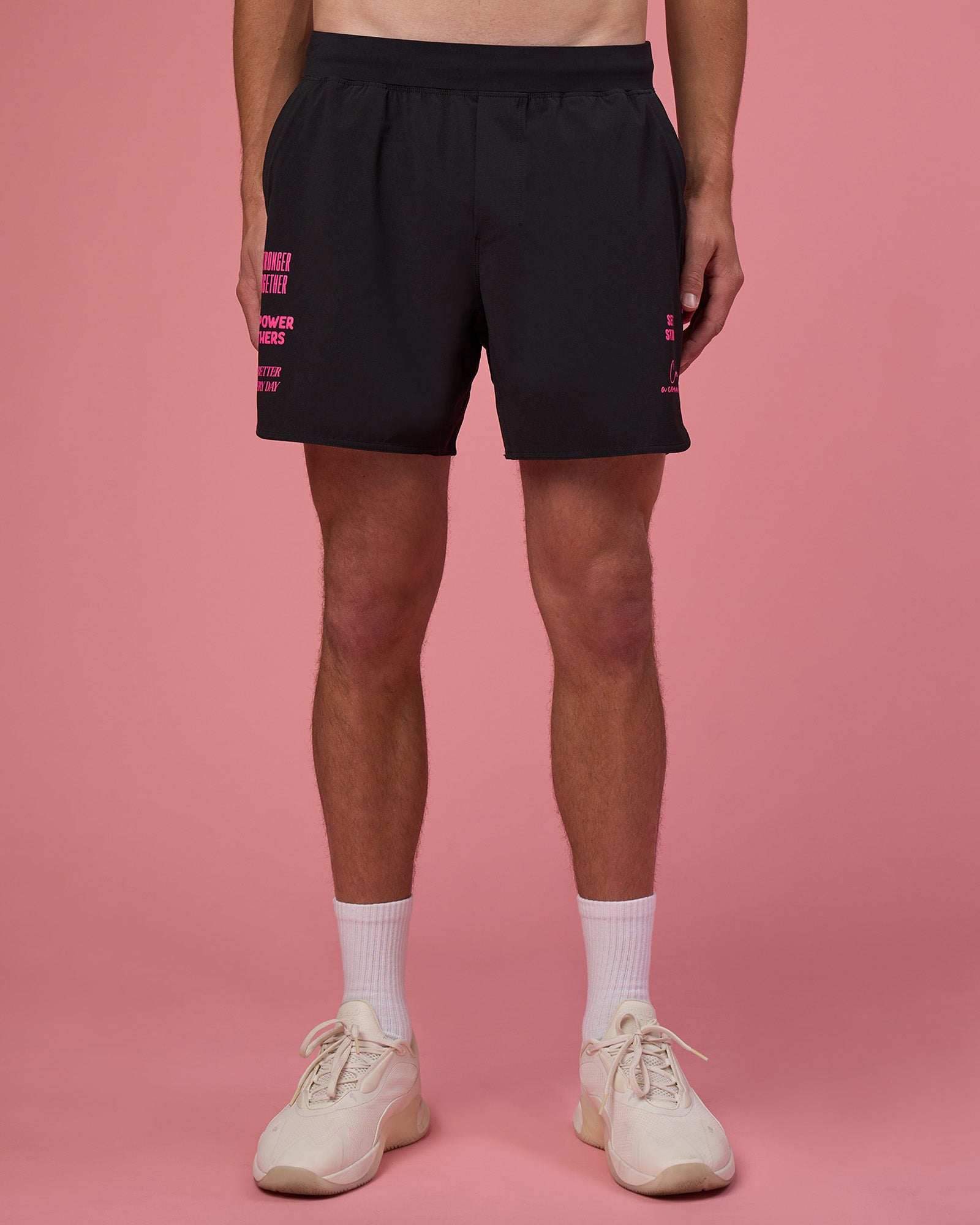 Man wearing Lift 6" Short - Black-Ultra Pink | Model:Brandon | Size:L