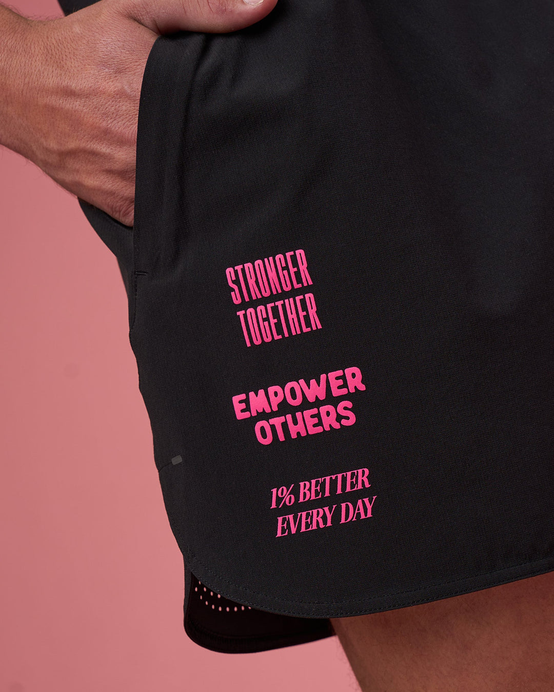 Man wearing Lift 6&quot; Short - Black-Ultra Pink | Model:Brandon | Size:L