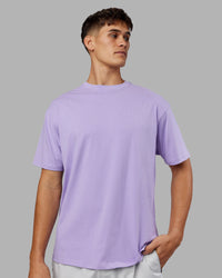 Man wearing Love The Run FLXCotton Tee Oversize - Violet Ray-Royal Purple | Model:Jackson | Size:L