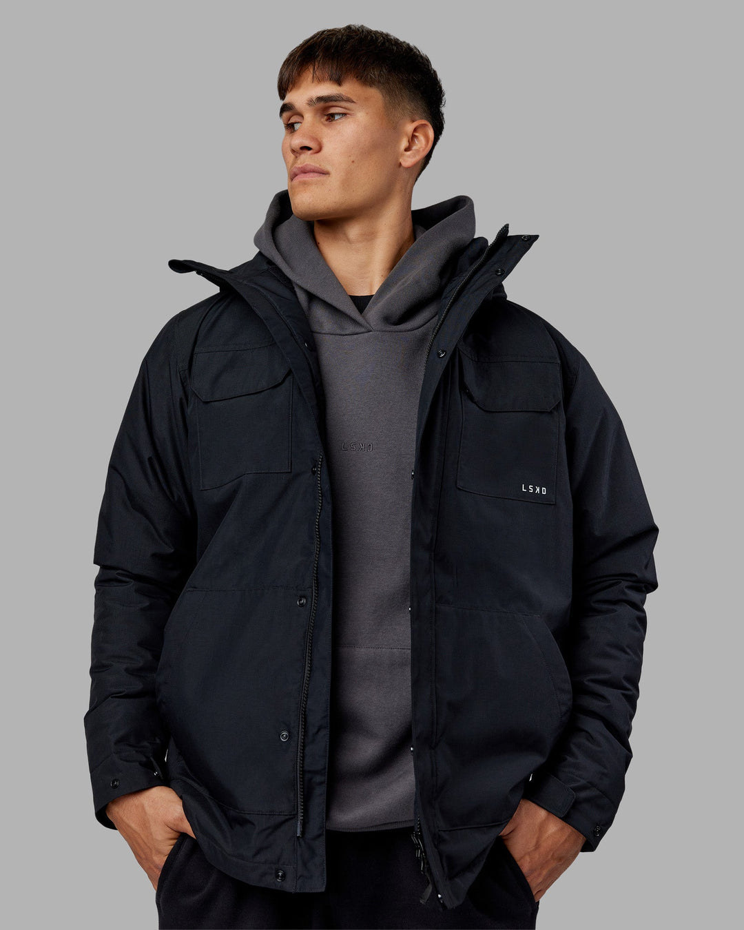 Man wearing Marshall 2.0 Jacket - Black | Model:Jackson | Size:L