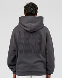 Man wearing Memory In Motion Ultra Heavyweight Washed Hoodie - Dark Storm Washed | Model:Xav | Size:L