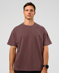 Man wearing Offset Heavyweight Unisex Oversized Tee - Cocoa Powder-Cocoa Powder | Model:Liam | Size:L