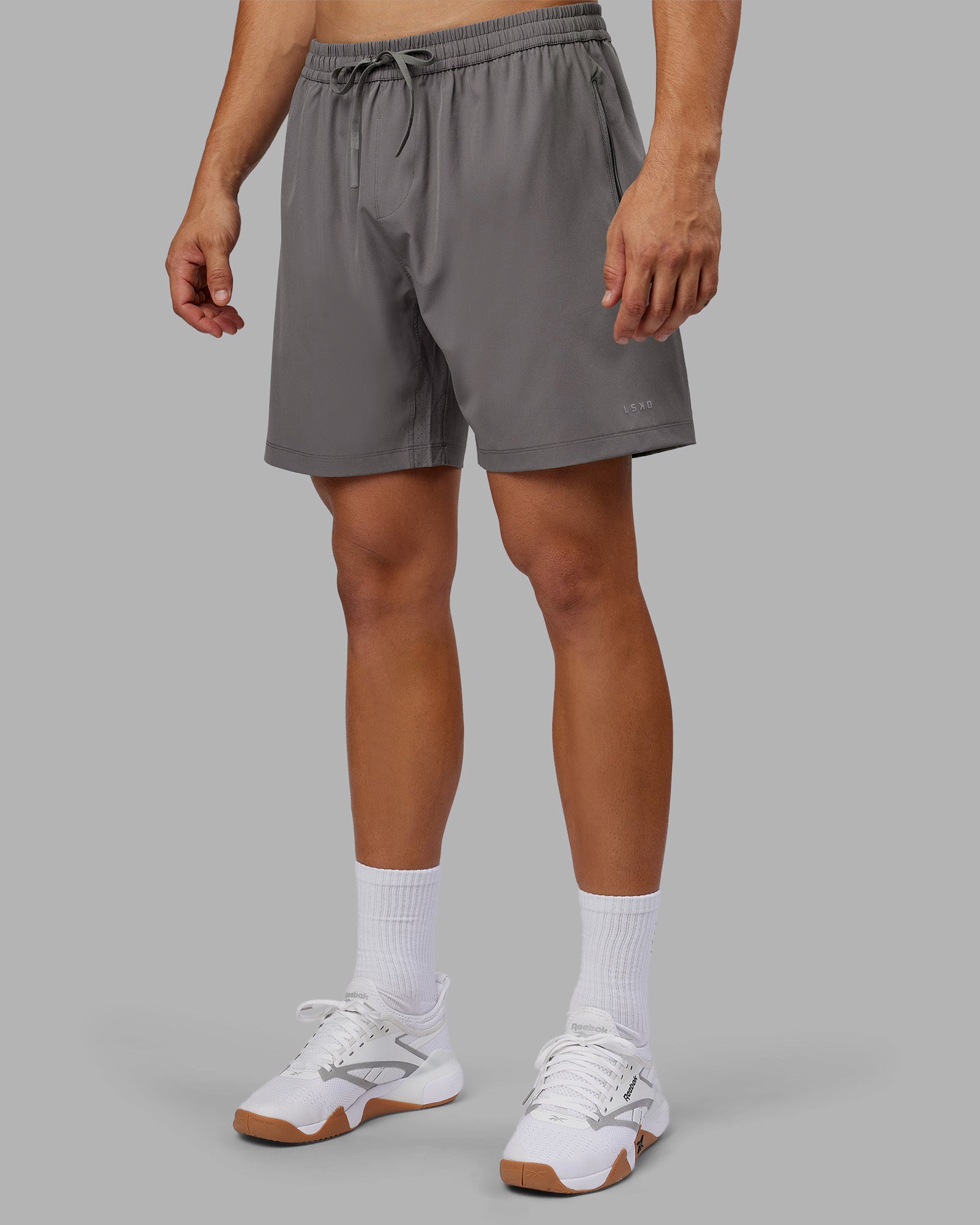 Man wearing Rep 7'' Performance Short - Storm Front | Model:Jackson | Size:L
