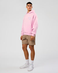 Man wearing Unisex Love The Process Oversize Hoodie - Marshmallow-Open Air | Model:Jackson | Size:L