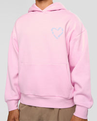 Man wearing Unisex Love The Process Oversize Hoodie - Marshmallow-Open Air | Model:Jackson | Size:L