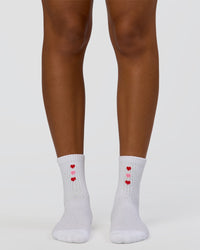 Love Steps Mini Quarter Socks - White-Marshmallow