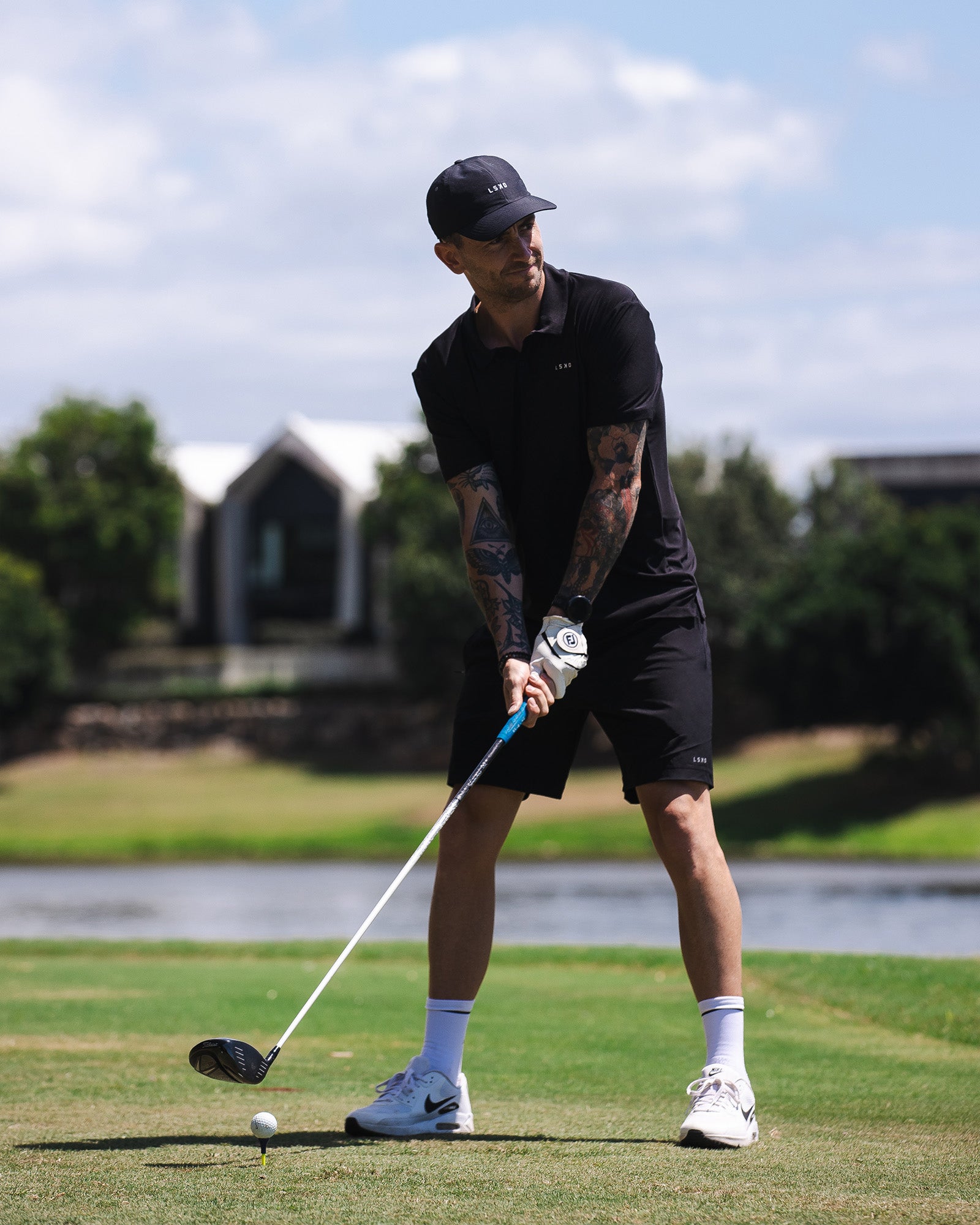 Man wearing Drive Polo - Black | Model:Jarrod | Size:M