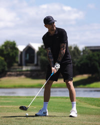 Man wearing Drive Polo - Black | Model:Jarrod | Size:M