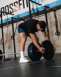 Man wearing Rep 5'' Performance Short - Night Sea | Model: | Size:M