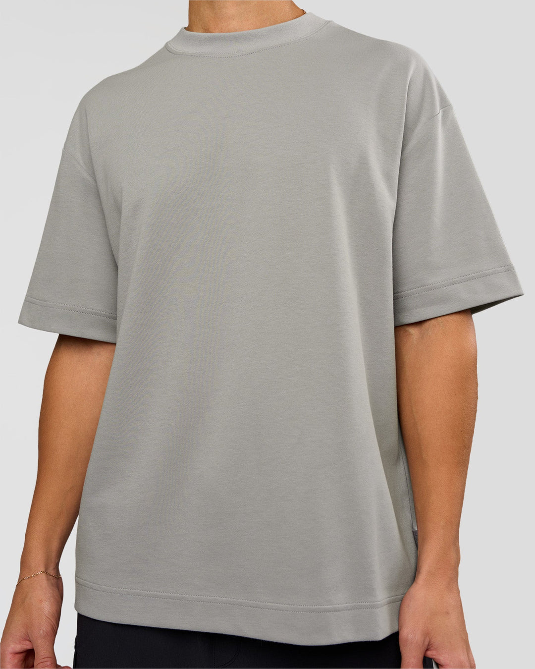 Man wearing AfterDark ZeroCrease Oversized Tee - Alloy | Model:Leandro | Size:M - view 9