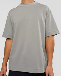 Man wearing AfterDark ZeroCrease Oversized Tee - Alloy | Model:Leandro | Size:M | Thumbnail Index: 8