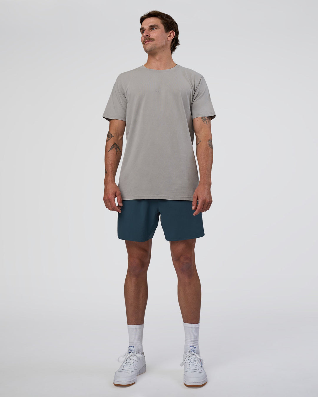 Man wearing Base FLXCotton Tee - Alloy Washed | Model:Konnor | Size:M