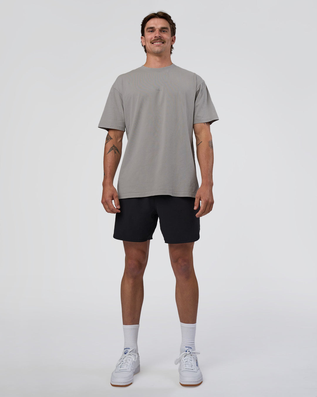 Man wearing Base FLXCotton Tee Oversized - Alloy Washed | Model:Konnor | Size:M