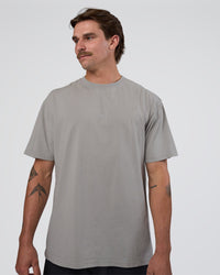 Man wearing Base FLXCotton Tee Oversized - Alloy Washed | Model:Konnor | Size:M