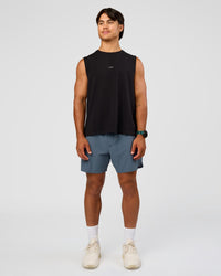 Man wearing Base Heavyweight FLXCotton Tank Regular Fit -8cm - Black | Model:George | Size:M