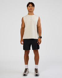 Man wearing Base Heavyweight FLXCotton Tank Regular Fit -8cm - Silver Marl | Model:George | Size:M | Thumbnail Index: 4