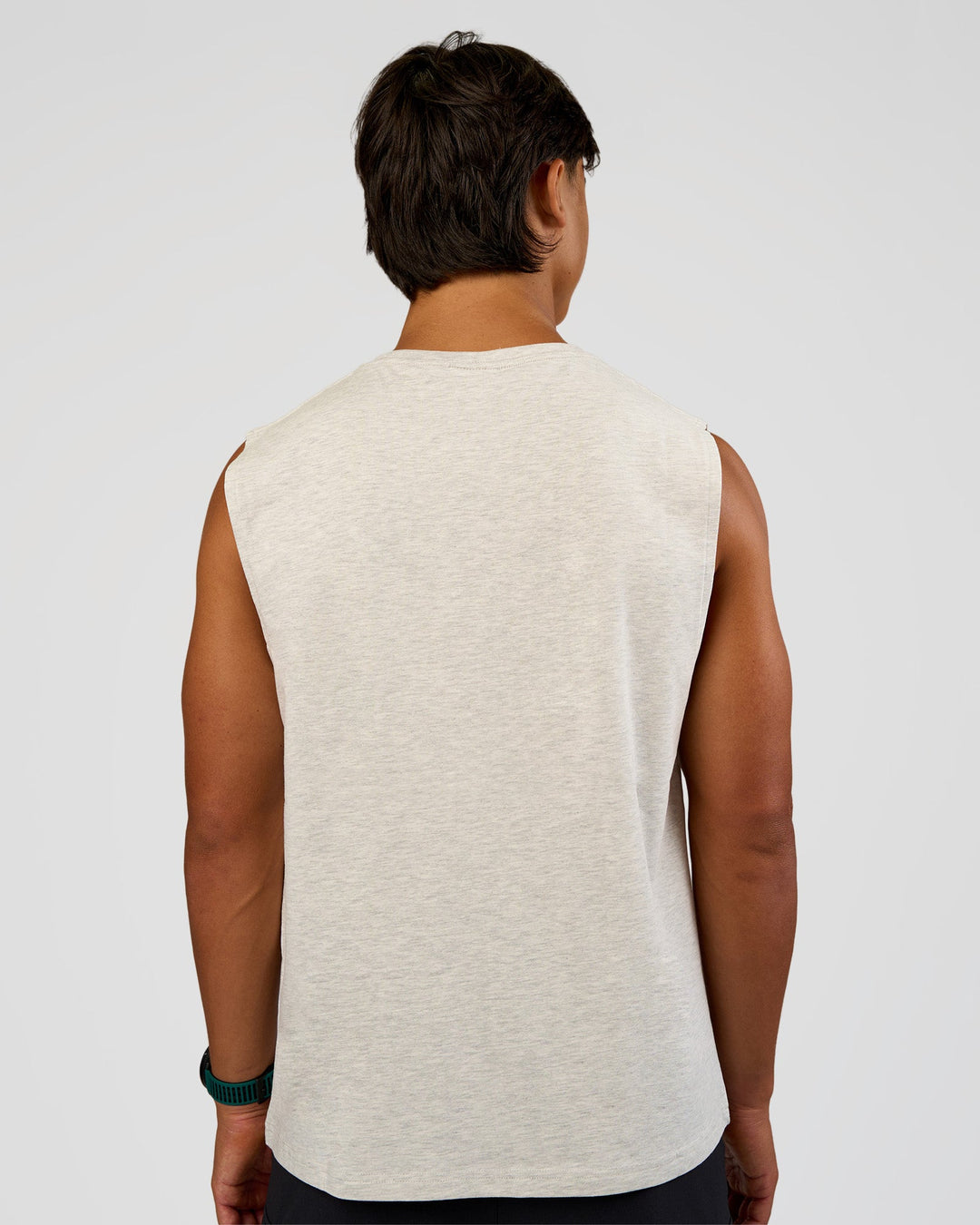 Man wearing Base Heavyweight FLXCotton Tank Regular Fit -8cm - Silver Marl | Model:George | Size:M - view 3