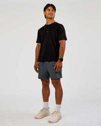 Man wearing Base Heavyweight FLXCotton Tee Regular Fit -8cm - Black | Model:George | Size:M