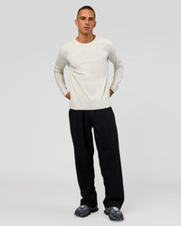 Man wearing Base Wide Leg Track Pant - Black | Model:Albert | Size:M |