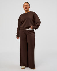 Woman wearing CF Elevate SoftTouch Pintuck Sweater - Hot Chocolate | Model:Simmy | Size:M