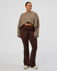 Woman wearing CF Street Surge Long Sleeve Tee - Taupe Ash | Model:Simmy | Size:M